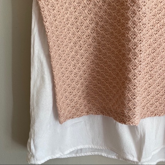 ZARA Pink & White Layered Short Sleeve Knit Top - Picture 2 of 6